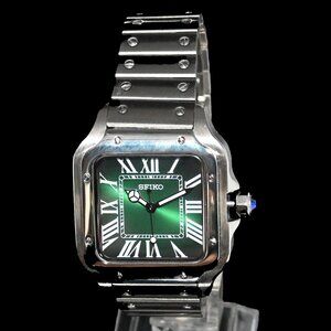 Custom SeikoMod “Cartier Santos” type watch 38mm with NH35 Automatic Movement